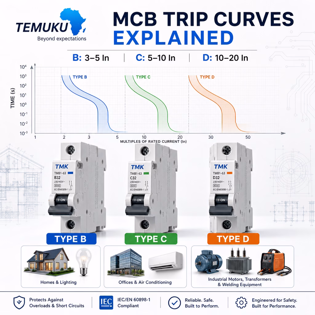 Understanding MCB Trip Curves: Type B, Type C and Type D